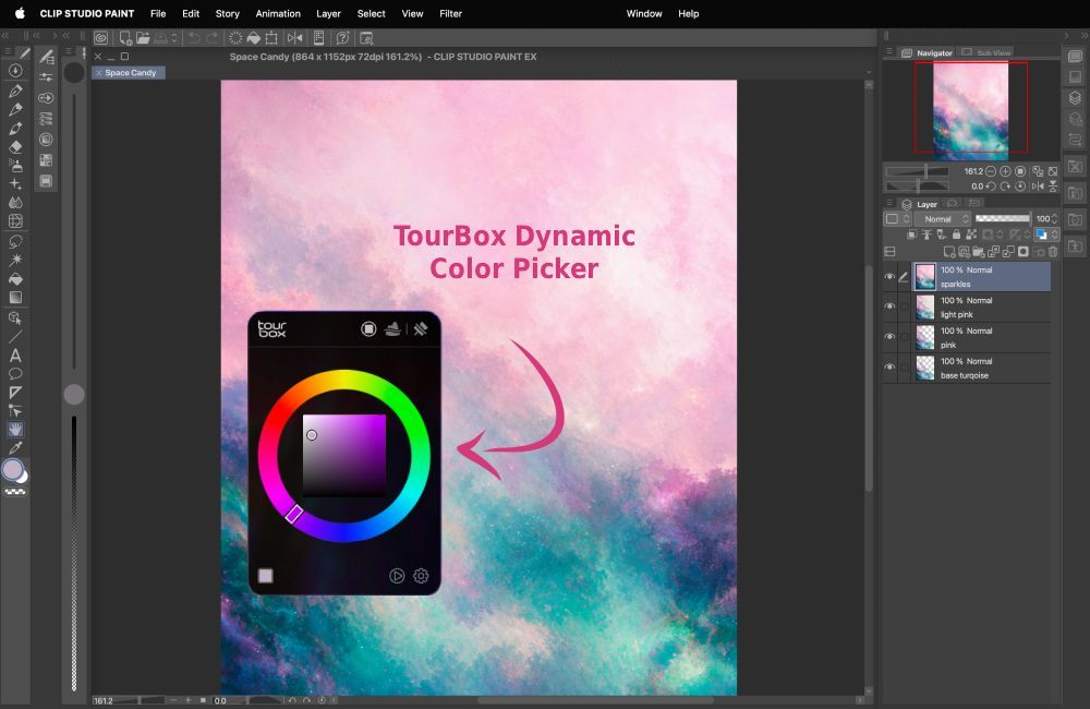 TourBox Dynamic Color Picker Clip Studio Paint