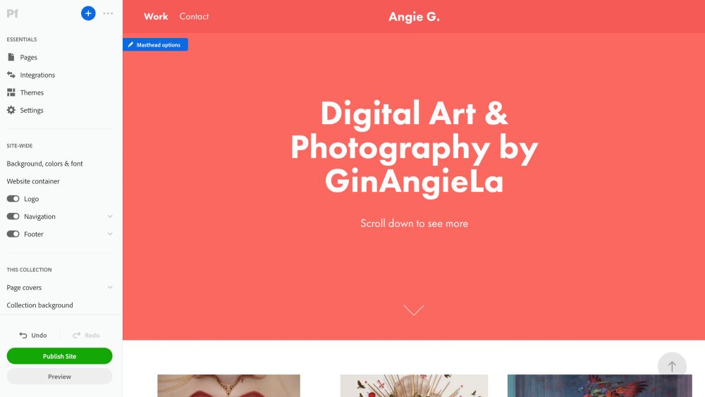 I've chosen Adobe's "Sleek" template for this test and it turned out incredibly easy to customize.