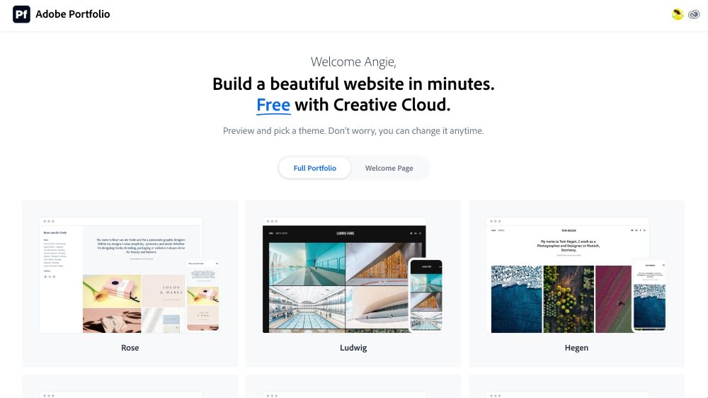 Adobe Portfolio's onboarding process makes it easy to get set up quickly.