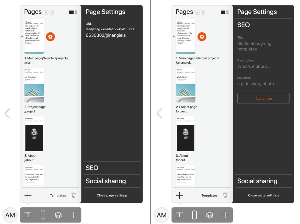 Readymag offers a number of SEO settings, but you can't get a subdomain like on Adobe Portfolio. 