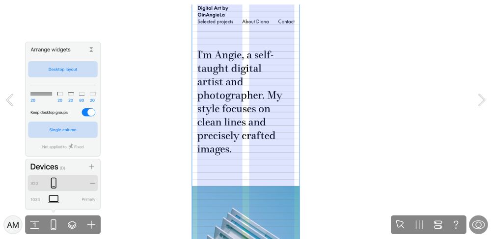 Readymag also offers responsive preview for mobile and tablet