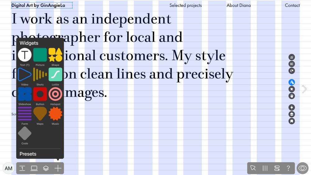 Readymag provides a number of widgets that you can add to your pages.